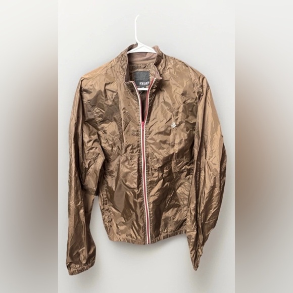 Volcom Windbreaker Jacket Men’s L Brown Full Zip Lightweight Streetwear NWOT - Picture 1 of 5